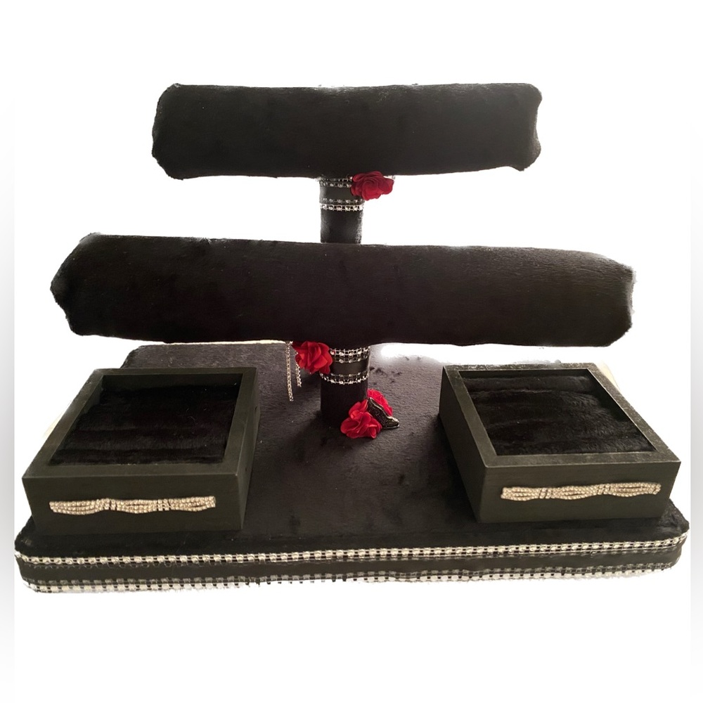 Black velvet jeweled jewelry holder